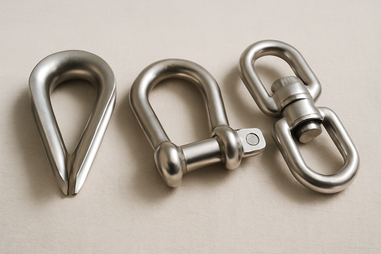 Cosse inox, manille et émerillon : accessoires pour cordages