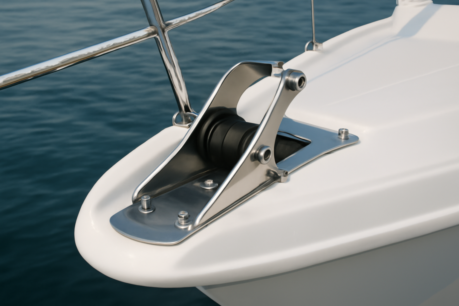 Davier pour delphinière : installation sous la plage avant