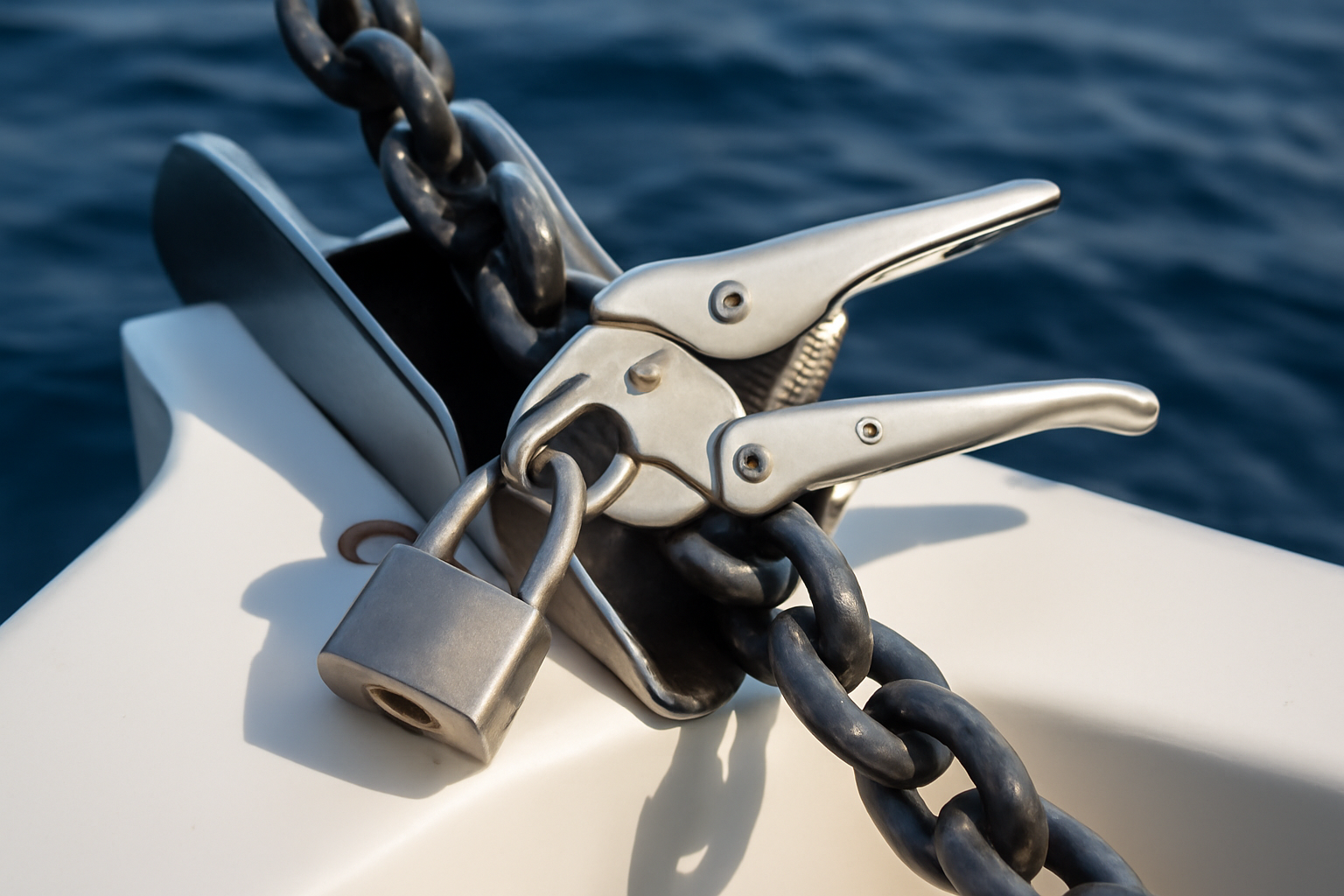 Davier avec blocage de chaîne : sécurité et verrouillage de l&rsquo;ancre