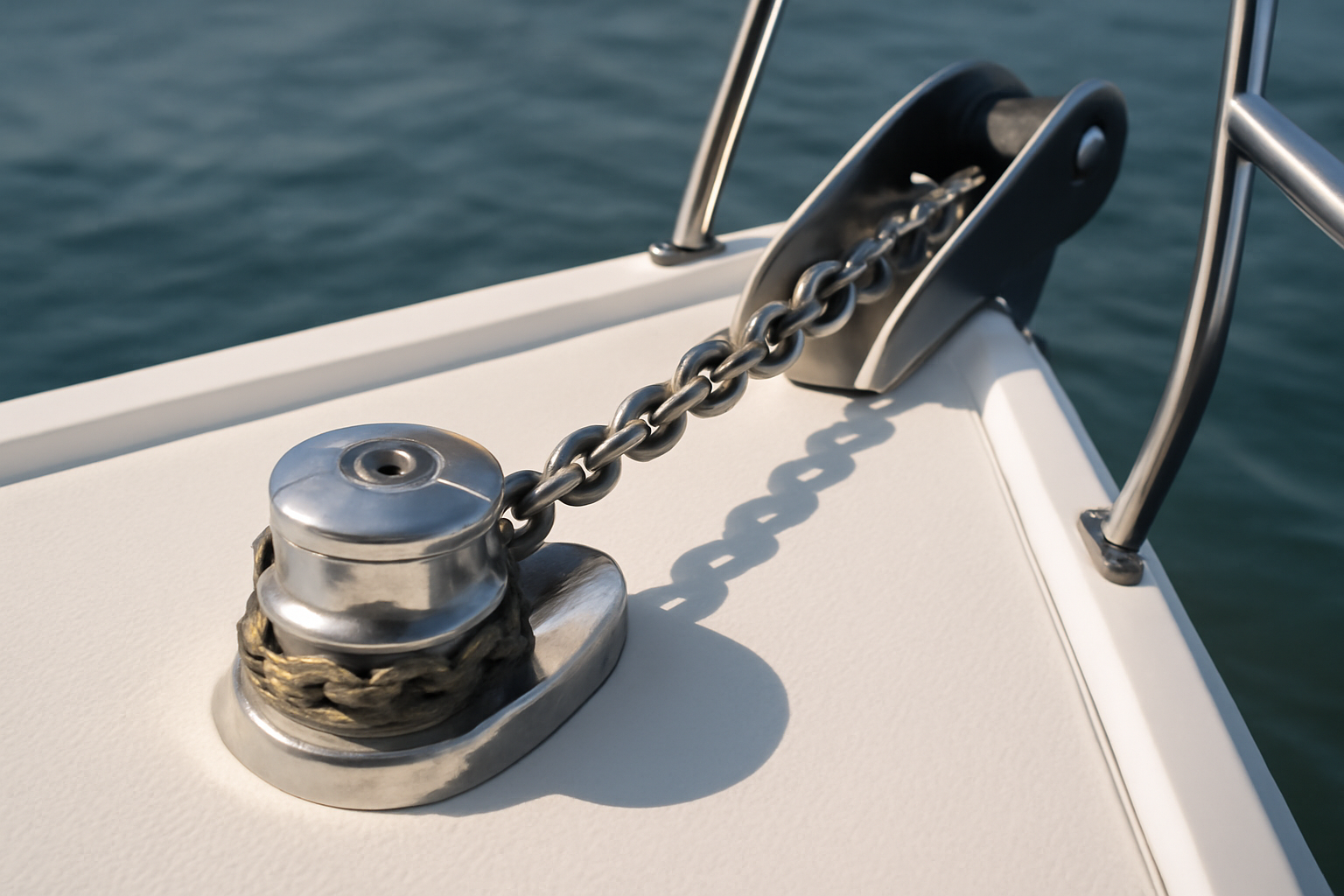 Positionnement du davier par rapport au guindeau : angle et alignement