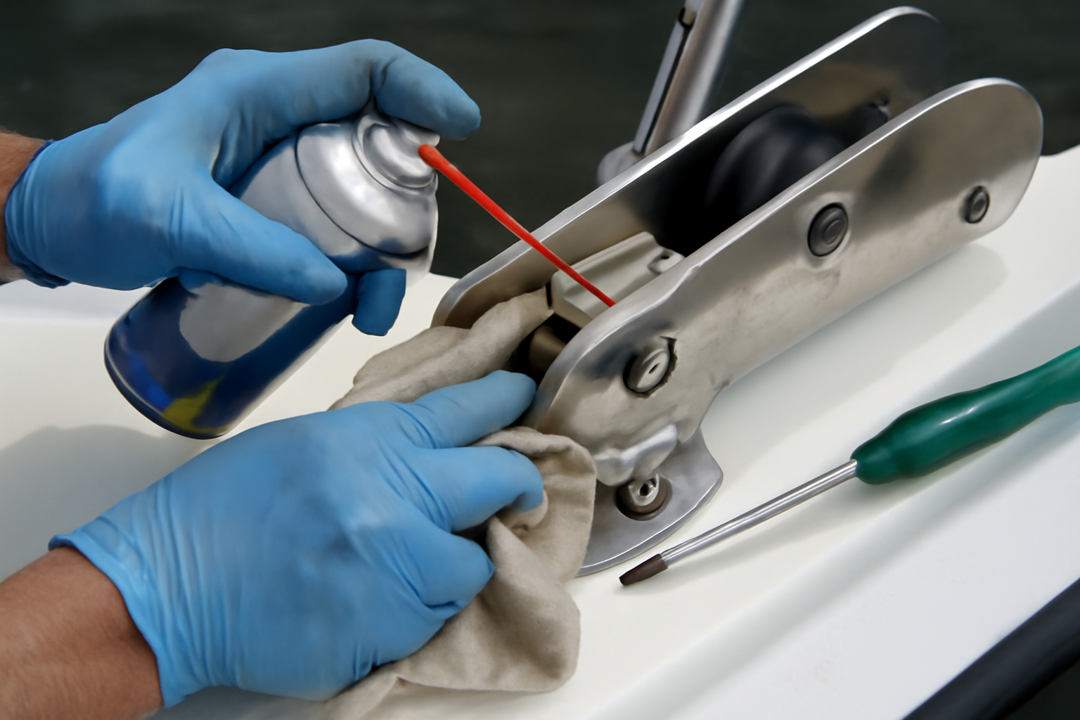 Entretien d&rsquo;un davier de proue : nettoyage, graissage et inspection